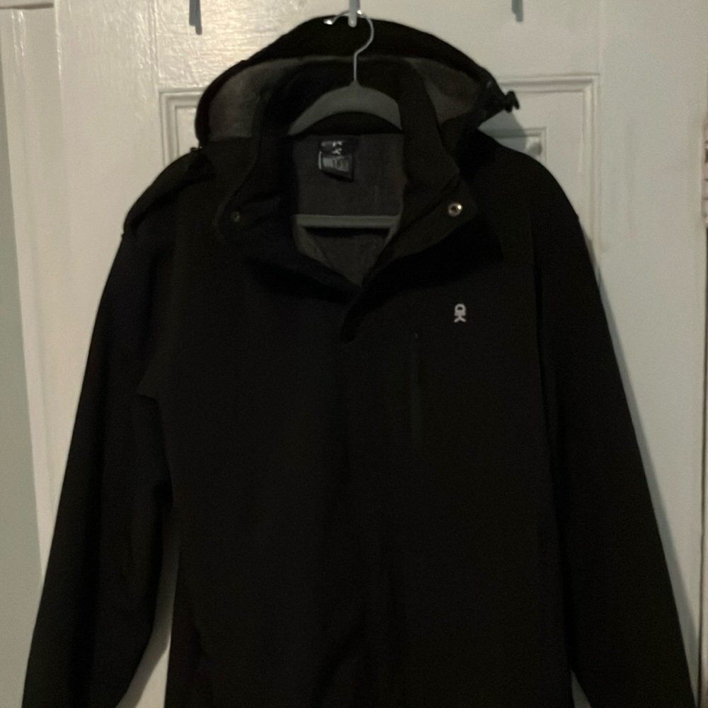 Black Raincoat with Hood and Insulated Design